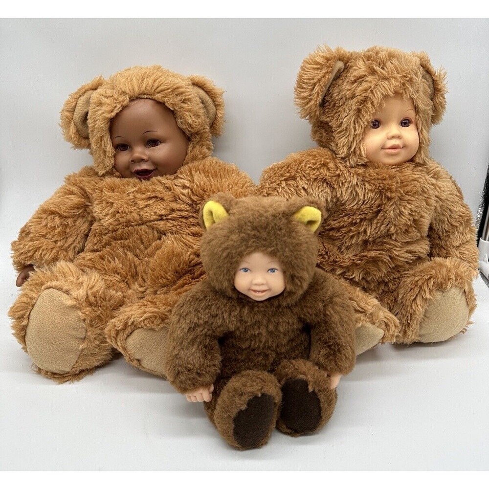 3 Vintage Anne Geddes Baby Teddy Bear 14" and 6.5"